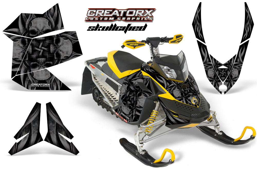 Skidoo REV XP Graphics Kit Skullcified Black Yellow